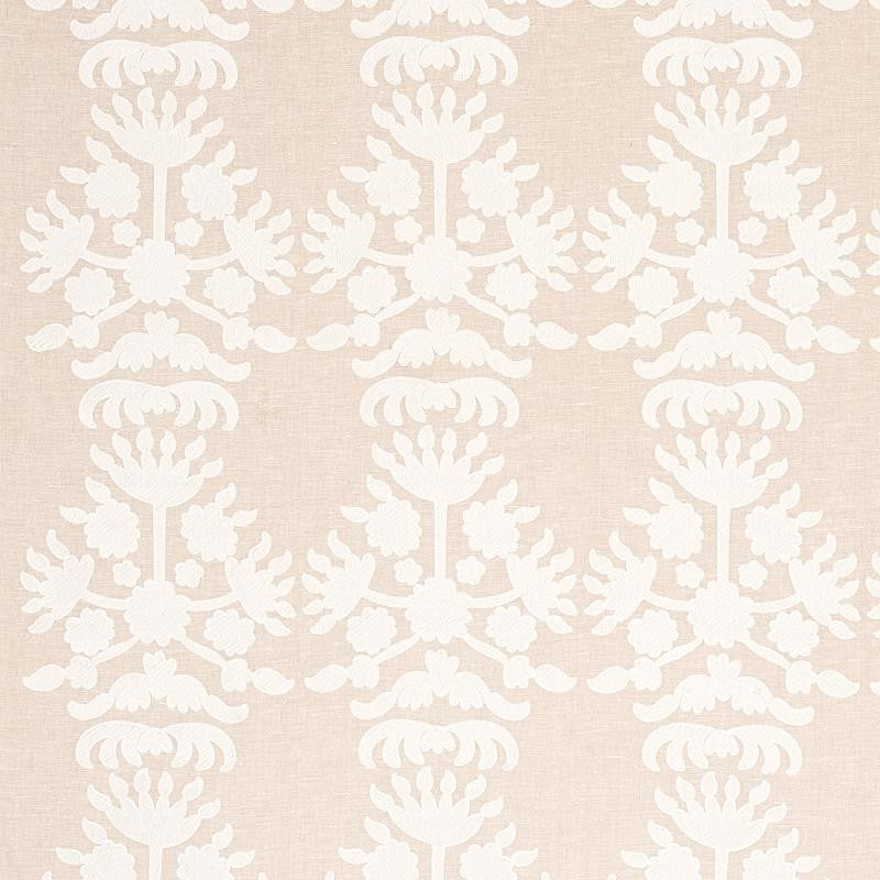 Cybele Embroidery Natural 79472 by Schumacher Designer Fabric Bohemia 12.5" - Swanky Fabrics -