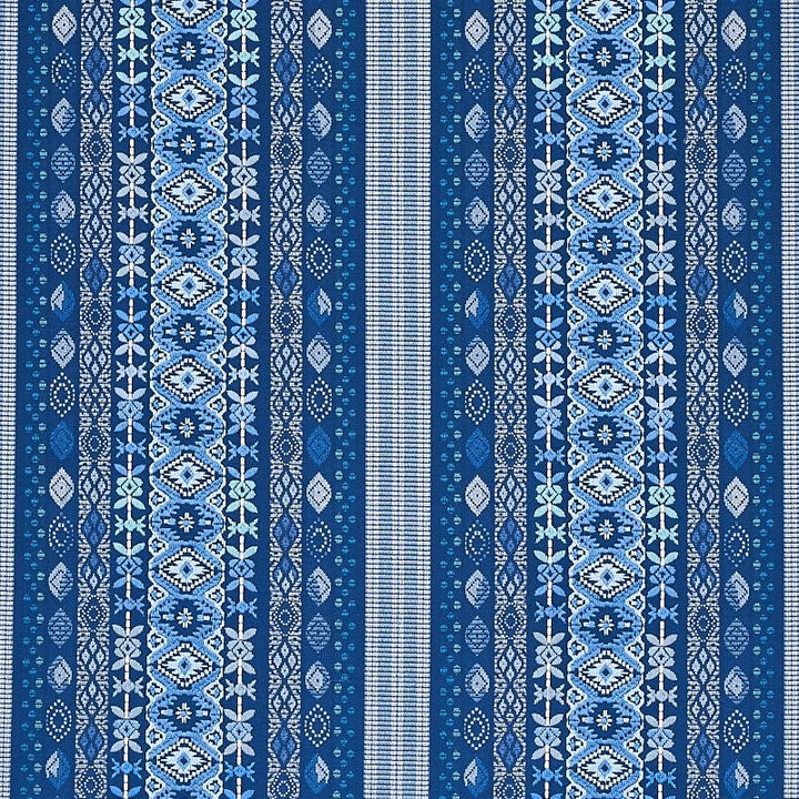 Cosima Embroidery Blue Multi 79680 by Schumacher Designer Fabric Bohemia 15.17" - Swanky Fabrics -