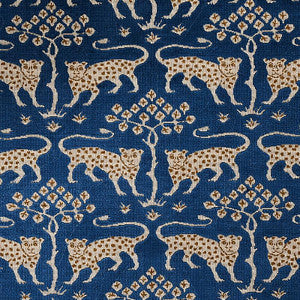 Schumacher Fabric Woodland Leopard Velvet Sapphire 80082