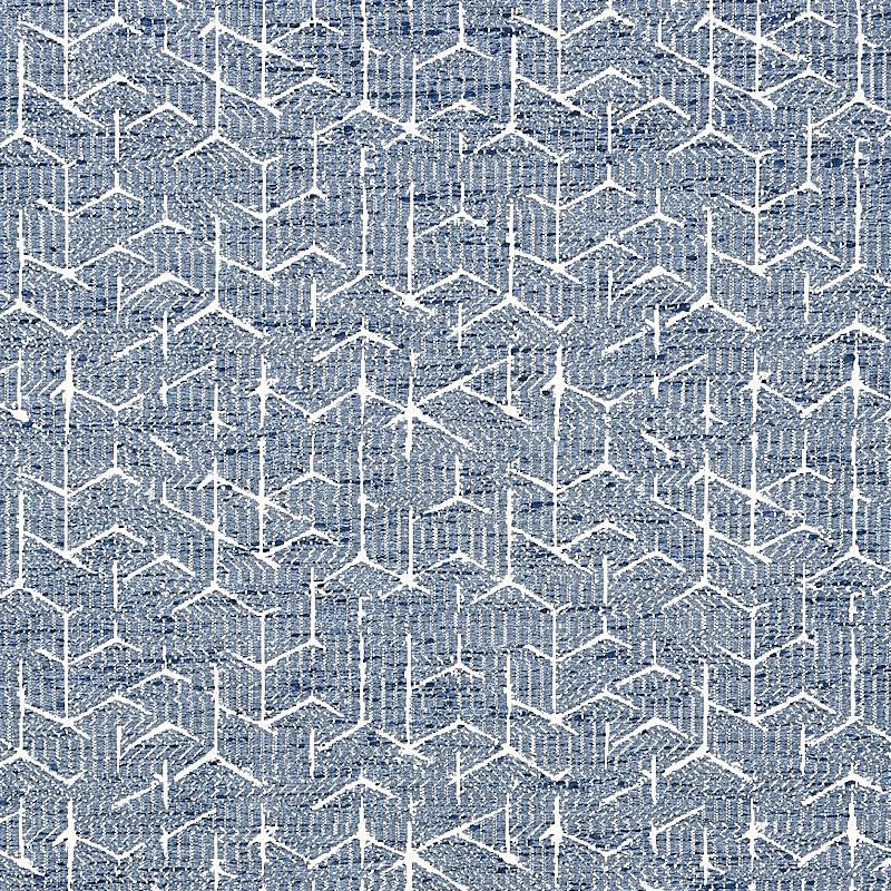 Coleridge Jacquard Blue 80120 by Schumacher Designer Fabric World View 7.0" - Swanky Fabrics -