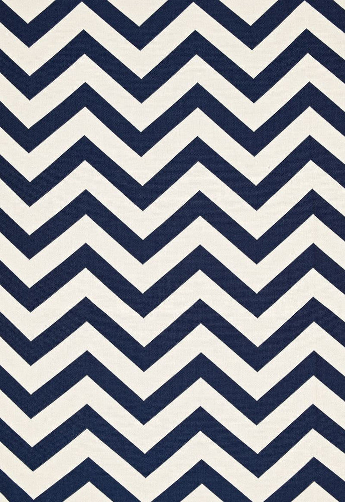 Antibes Chevron Navy 65920 by Schumacher Designer Fabric Cote-D'azure 100% Solution Wyzenbeek 15,000 Horizontal: 9 and Vertical: 4.5 54 - Swanky Fabrics -