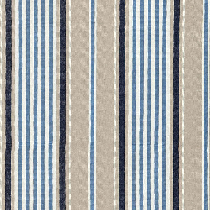 Minzer Cotton Stripe Indigo 66011 by Schumacher Designer Fabric SEA ISLAND STRIPES See Sample INDIA . </p><p>Repeat: Horizontal: 13 1/4" (34CM) and Vertical: - 53" WIDE (135CM) - Swanky Fabrics -
