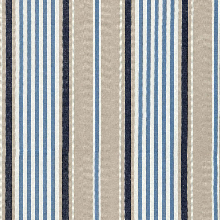 Minzer Cotton Stripe Indigo 66011 by Schumacher Designer Fabric SEA ISLAND STRIPES See Sample INDIA . </p><p>Repeat: Horizontal: 13 1/4" (34CM) and Vertical: - 53" WIDE (135CM) - Swanky Fabrics -