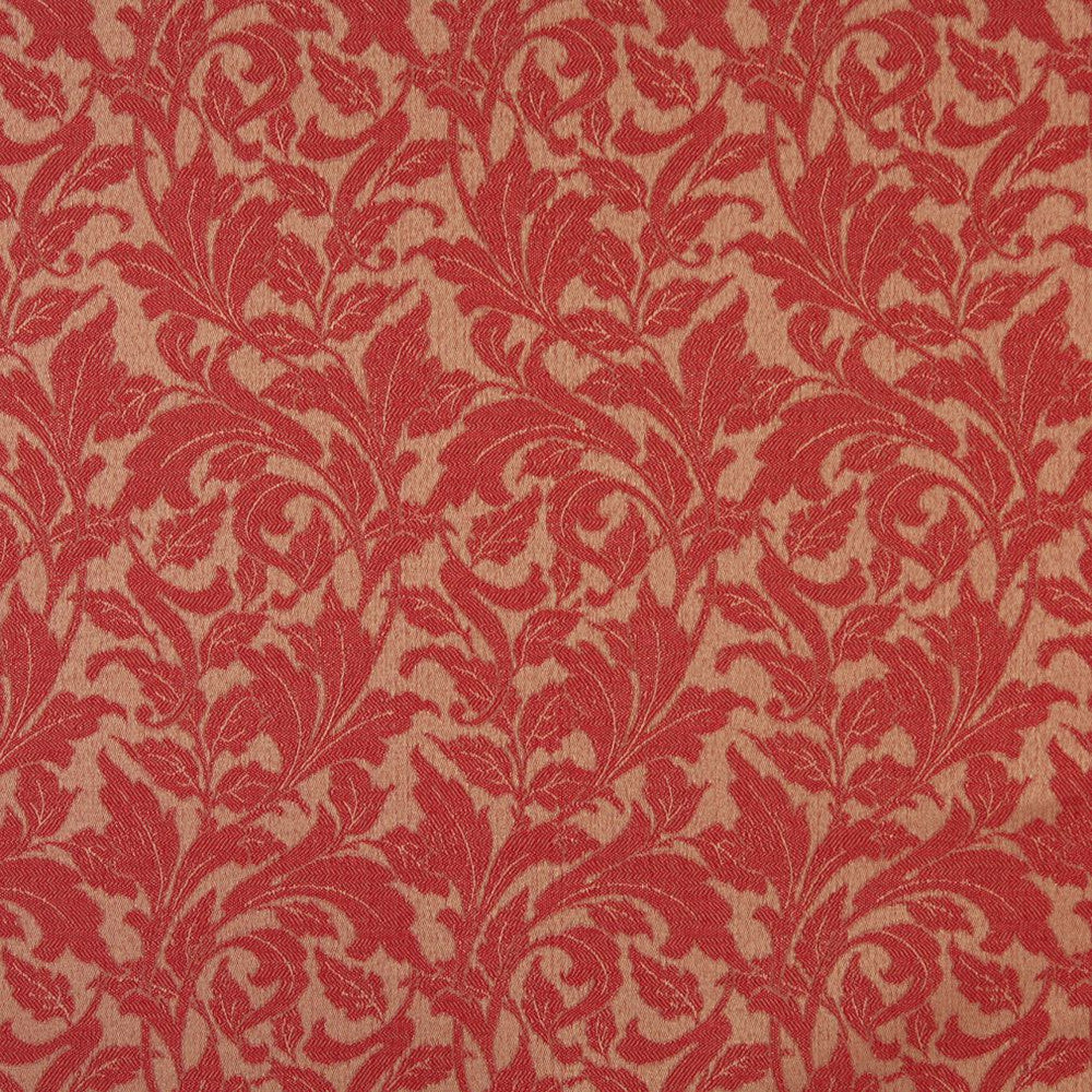6606 Ruby/Leaf by Charlotte Designer Fabric Outdoor/Indoor Oasis III 100% Woven Polyester Made In USA Exceeds 48,000 Wyzenbeek Rubs (Heavy Duty) Horizontal: 7.50" x Vertical: 20.0" 54 Inches - Swanky Fabrics -