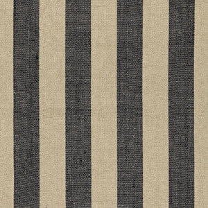 Schumacher Fabric Augustin Linen Stripe Ebony / Linen 66075
