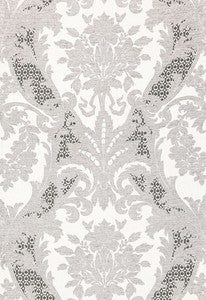 Schumacher Fabric Toscana Linen Damask Grisaille 66342