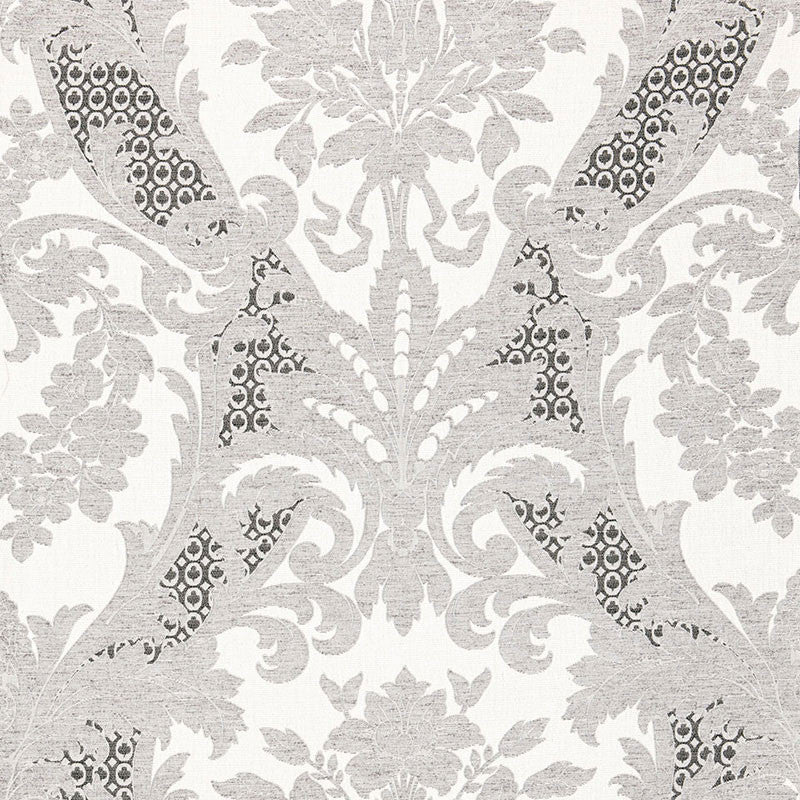 Toscana Linen Damask Grisaille 66342 by Schumacher Designer Fabric PALAZZO See Sample ITALY HEAVY DUTY </p><p>Repeat: Horizontal: 28" (71CM) and Vertical: 28" (71CM) 56" WIDE (142CM) - Swanky Fabrics -