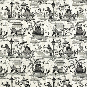 Schumacher Fabric Bassano Embroidered Toile Black 66602