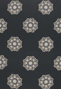 Schumacher Fabric Chennai Linen Embroidery Midnight 66820
