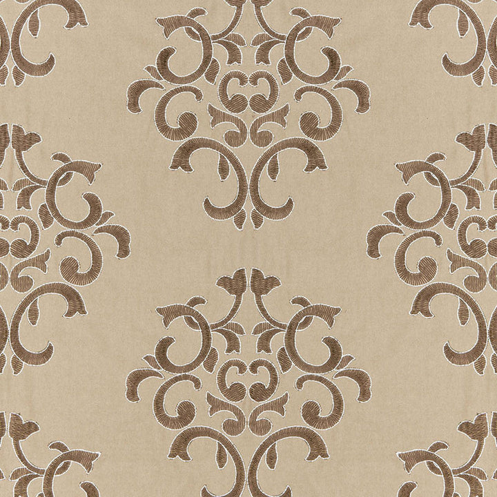 Byron Embroidered Wool Buckskin 66831 by Schumacher Designer Fabric CHROMA WOOL 42% POLYESTER 42% INDIA MARTINDALE 15,000 </p><p>Repeat: Horizontal: 12 1/2" (32CM) and Vertical: 15" (38CM) 50 - Swanky Fabrics -