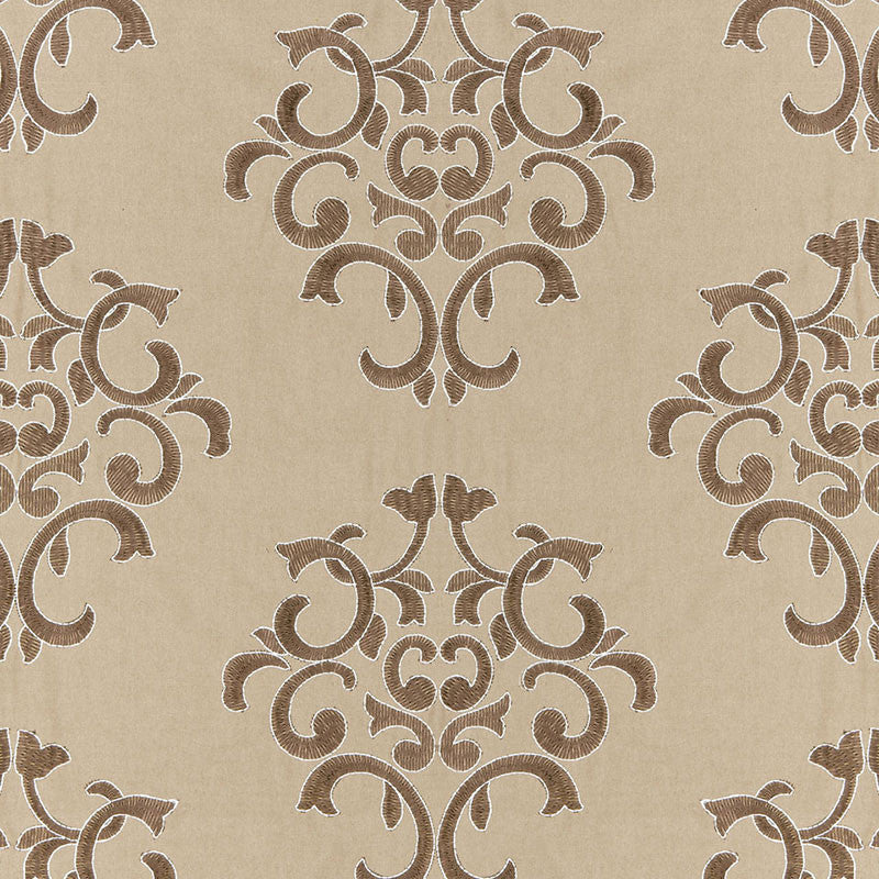 Byron Embroidered Wool Buckskin 66831 by Schumacher Designer Fabric CLASSIC WOVENS See Sample INDIA MEDIUM DUTY </p><p>Repeat: Horizontal: 12 1/2" (32CM) and Vertical: 15" (38CM) 50" WIDE (127CM) - Swanky Fabrics -