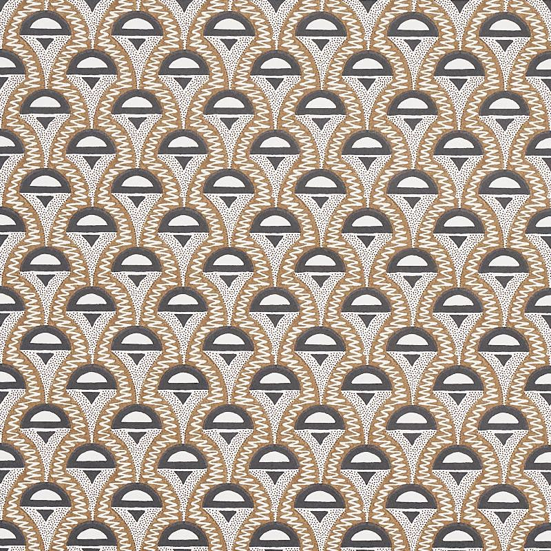 Abelino Camel & Black 5012080 by Schumacher Designer Wallpaper Copacabana 3.0" - Swanky Fabrics -