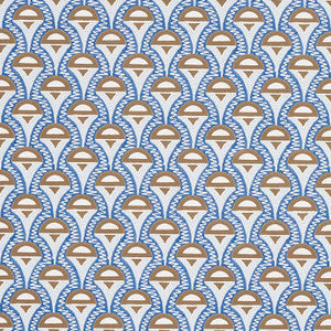 Schumacher Wallpaper Abelino Blue & Brown 5012081