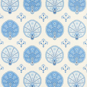 Schumacher Wallpaper Chamba Crown Sisal Blue 5012282