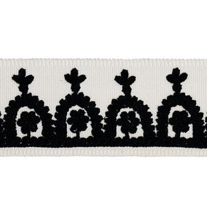 Schumacher Trim Noelia Embroidered Tape Black On Ivory 74155