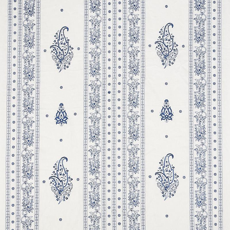 Jaipur Linen Embroidery Blue 65802 by Schumacher Designer Fabric East Meets West 25.0" - Swanky Fabrics -