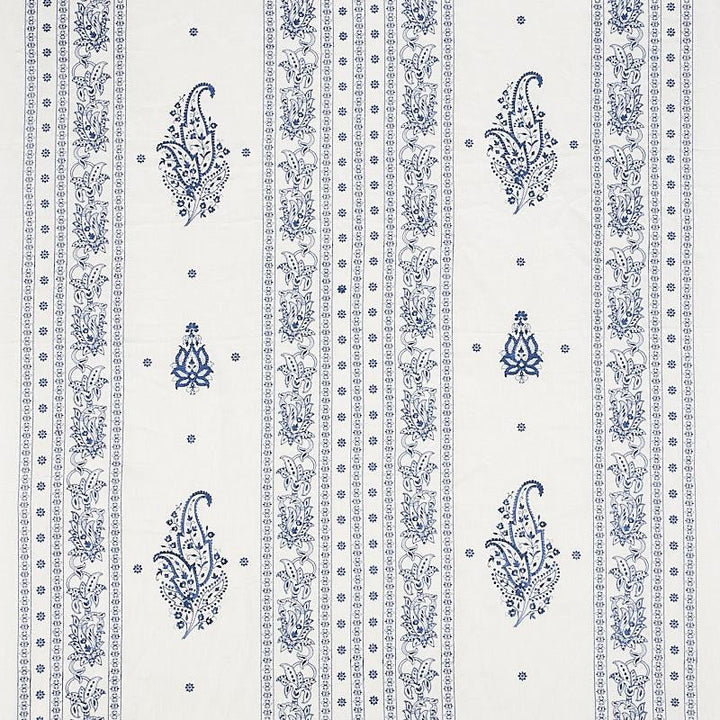 Jaipur Linen Embroidery Blue 65802 by Schumacher Designer Fabric East Meets West 25.0" - Swanky Fabrics -