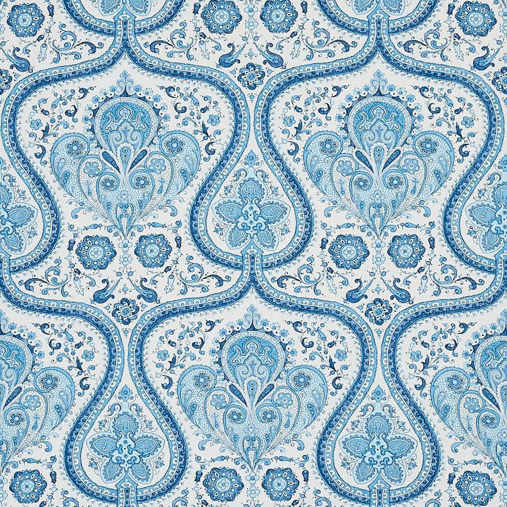 Paisley Court Blue 179860 by Schumacher Designer Fabric East Meets West 13.5" - Swanky Fabrics -