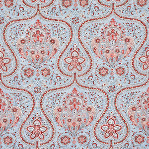 Schumacher Fabric Paisley Court Sky & Rose 179861