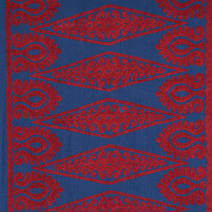 Schumacher Fabric Seema Embroidery Blue & Red 80210