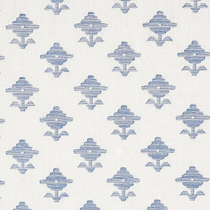 Schumacher Fabric Rubia Embroidery Blue 74163