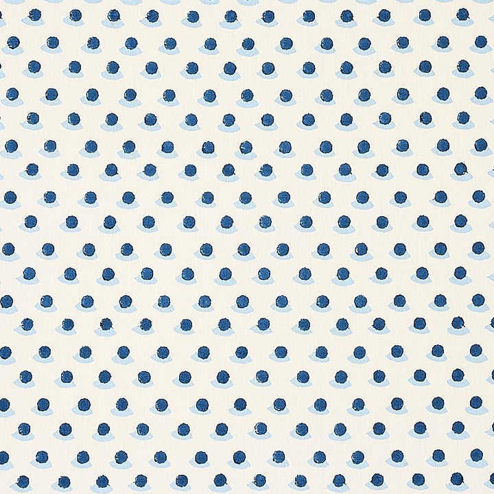 Berry Hand Block Print Indigo & Sky 179731 by Schumacher Designer Fabric Molly Mahon 1.75" - Swanky Fabrics -
