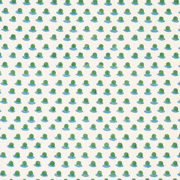 Berry Hand Block Print Grass & Sky 179732 by Schumacher Designer Fabric Molly Mahon 1.75" - Swanky Fabrics -