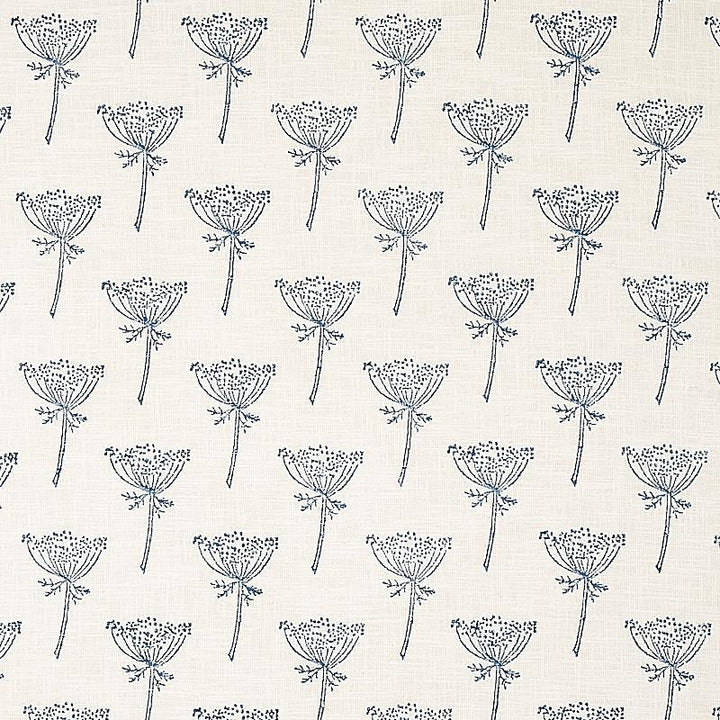 Wild Carrot Hand Block Print Indigo 179810 by Schumacher Designer Fabric Molly Mahon 3.0" - Swanky Fabrics -