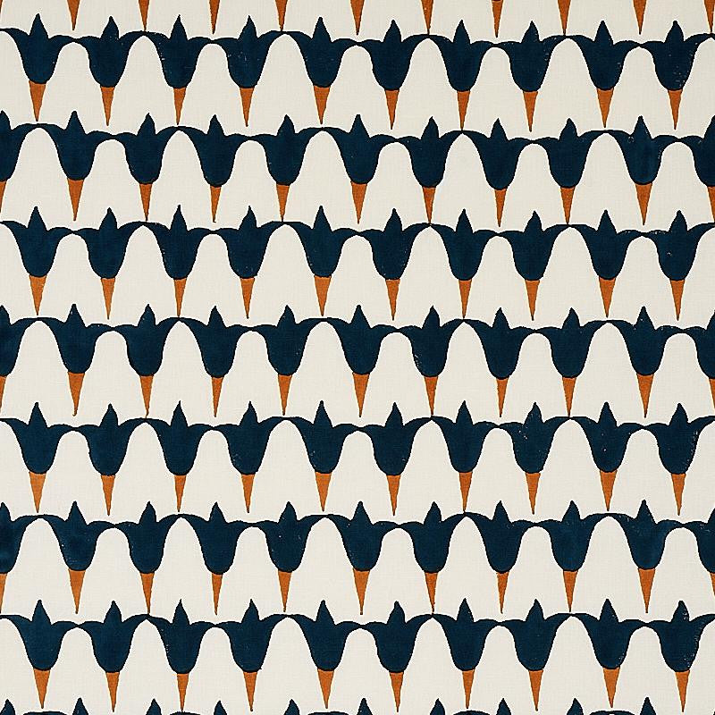 Tulip Hand Block Midnight & Copper 179822 by Schumacher Designer Fabric Molly Mahon - Swanky Fabrics -