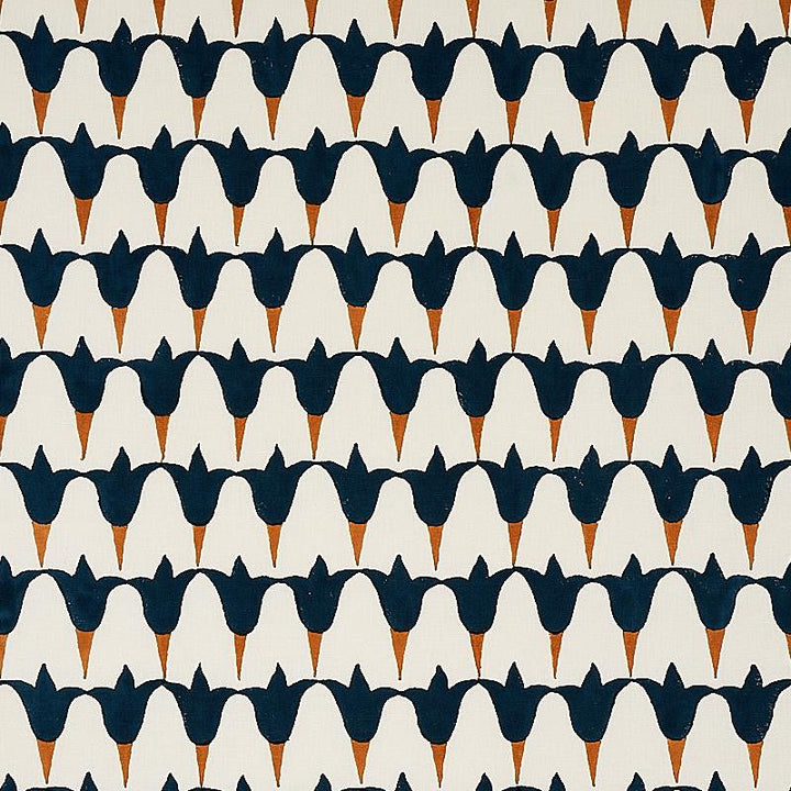 Tulip Hand Block Midnight & Copper 179822 by Schumacher Designer Fabric Molly Mahon - Swanky Fabrics -