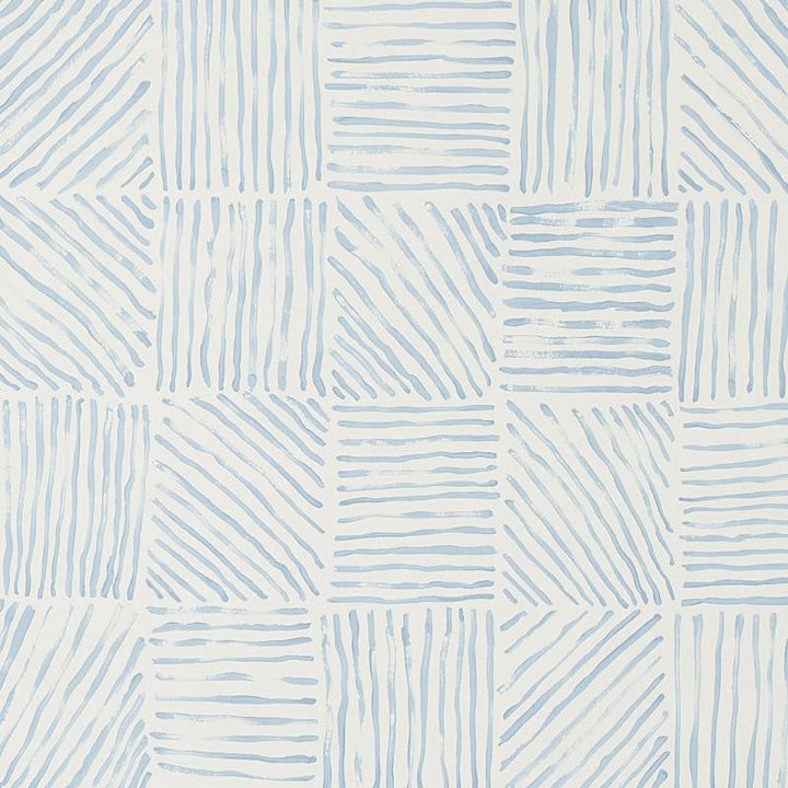 Katama Blue On Ivory 5012421 by Schumacher Designer Wallpaper Caroline Z Hurley 27.0" - Swanky Fabrics -