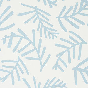 Schumacher Wallpaper Tiah Cove Blue Leaf 5012451