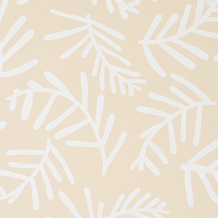Tiah Cove Ivory On Natural 5012452 by Schumacher Designer Wallpaper Caroline Z Hurley 27.0" - Swanky Fabrics -