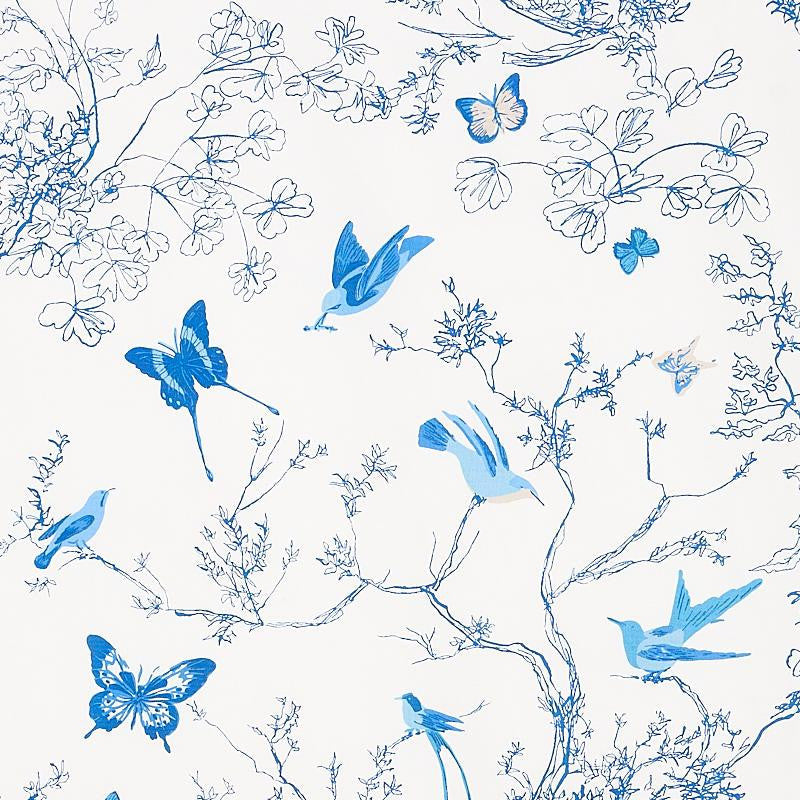 Birds & Butterflies Porcelain 174761 by Schumacher Designer Fabric Flight Of Fancy 27.0" - Swanky Fabrics -