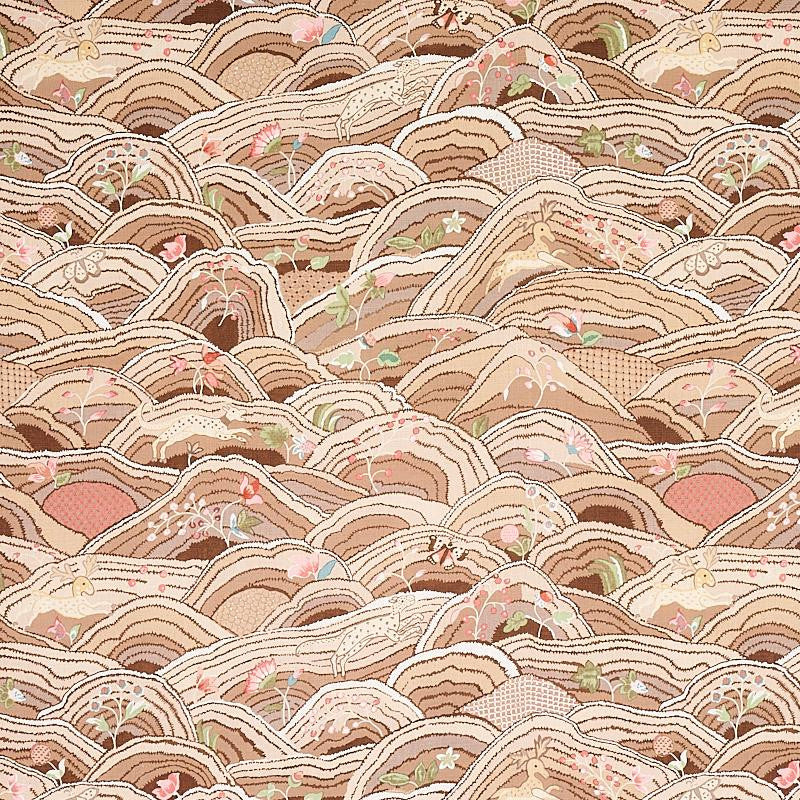 Rolling Hills Mocha 177382 by Schumacher Designer Fabric Flight Of Fancy 26.5" - Swanky Fabrics -