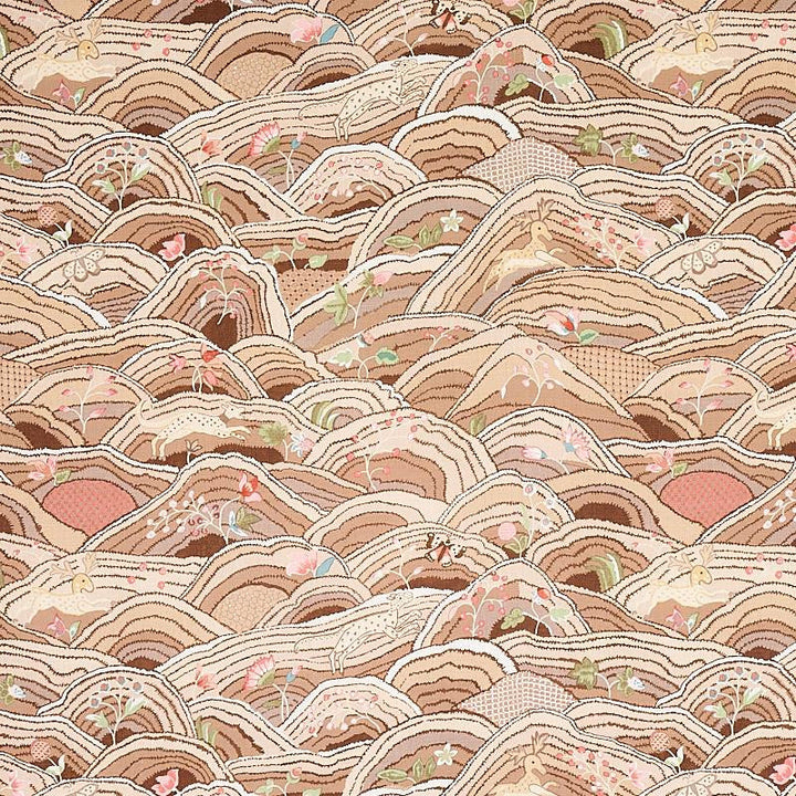 Rolling Hills Mocha 177382 by Schumacher Designer Fabric Flight Of Fancy 26.5" - Swanky Fabrics -