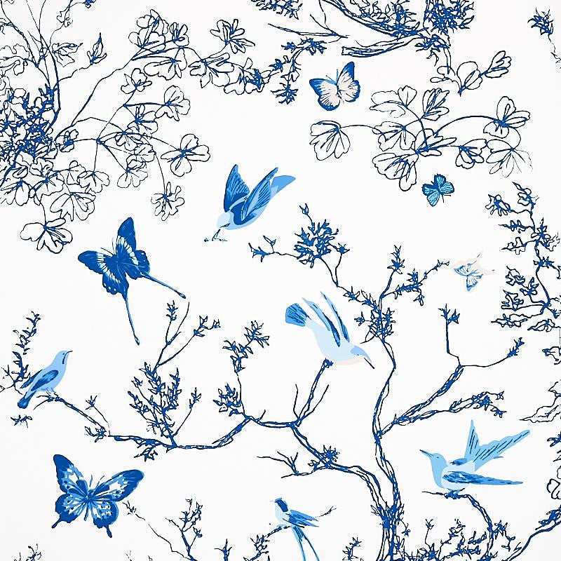 Birds & Butterflies Porcelain 2704421 by Schumacher Designer Wallpaper Flight Of Fancy 27.0" - Swanky Fabrics -