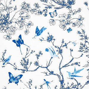Schumacher Wallpaper Birds & Butterflies Porcelain 2704421