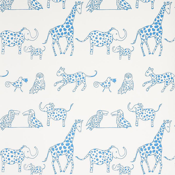 Jungle Jubilee Blue 5012470 by Schumacher Designer Wallpaper Flight Of Fancy 13.5" - Swanky Fabrics -