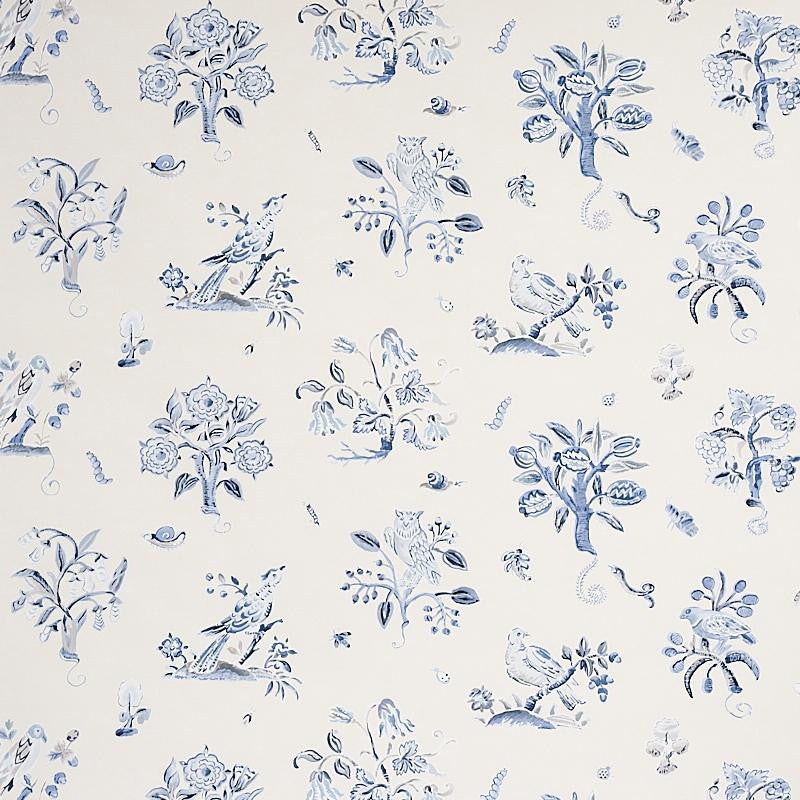 Magical Menagerie Blues 5012212 by Schumacher Designer Wallpaper Flight Of Fancy 54.0" - Swanky Fabrics -