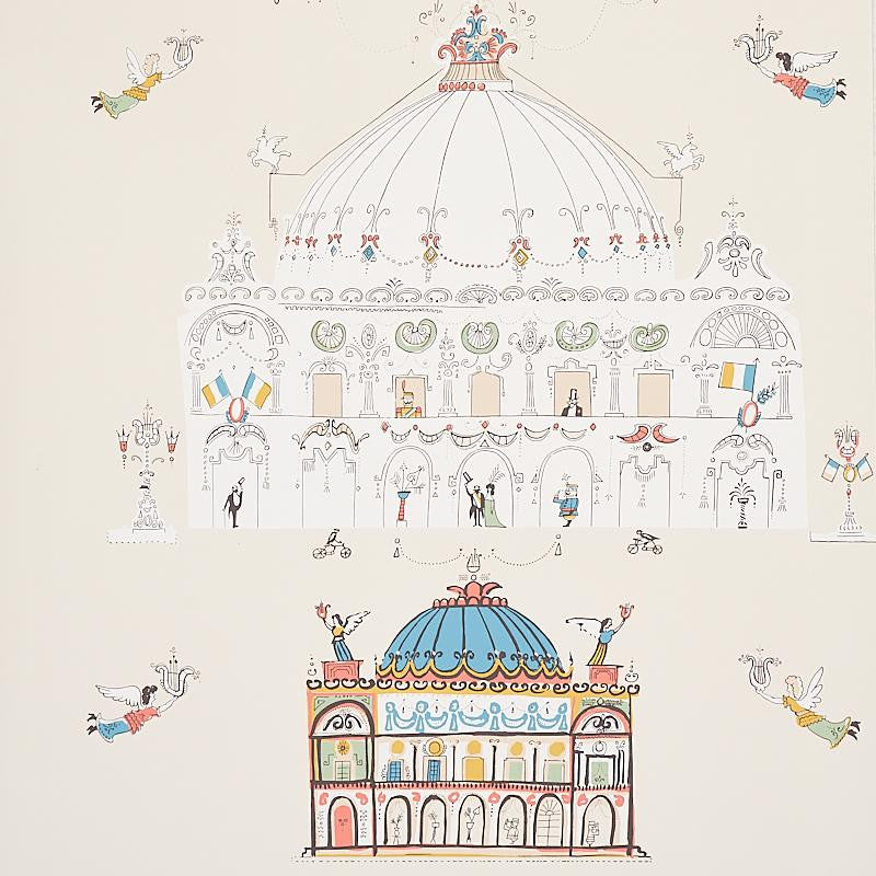 Opera Ivory 5012481 by Schumacher Designer Wallpaper Flight Of Fancy 27.0" - Swanky Fabrics -