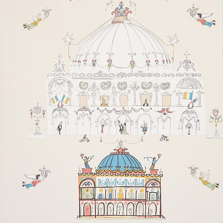 Opera Ivory 5012481 by Schumacher Designer Wallpaper Flight Of Fancy 27.0" - Swanky Fabrics -