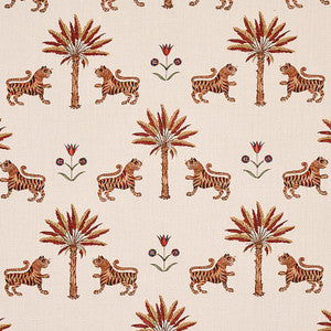 Schumacher Fabric Tiger Palm Crimson 179932
