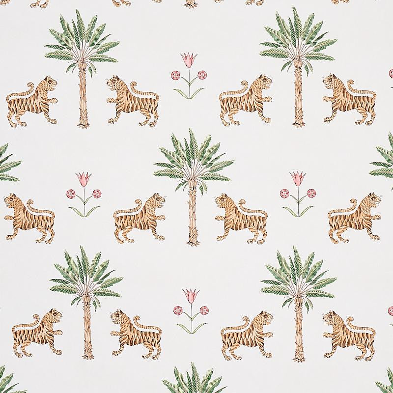 Tiger Palm Crimson 5012922 by Schumacher Designer Wallpaper Mystique 13.5" - Swanky Fabrics -