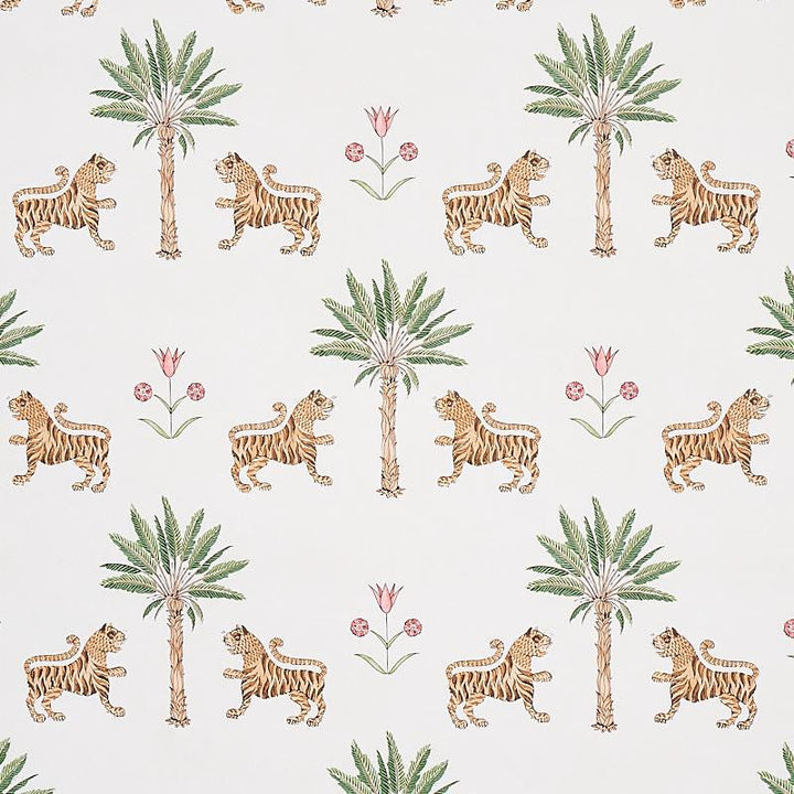 Tiger Palm Crimson 5012922 by Schumacher Designer Wallpaper Mystique 13.5" - Swanky Fabrics -