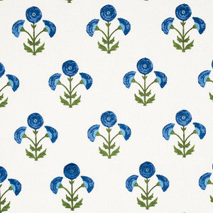 Schumacher Fabric Saranda Flower Embroidery Royal 179672