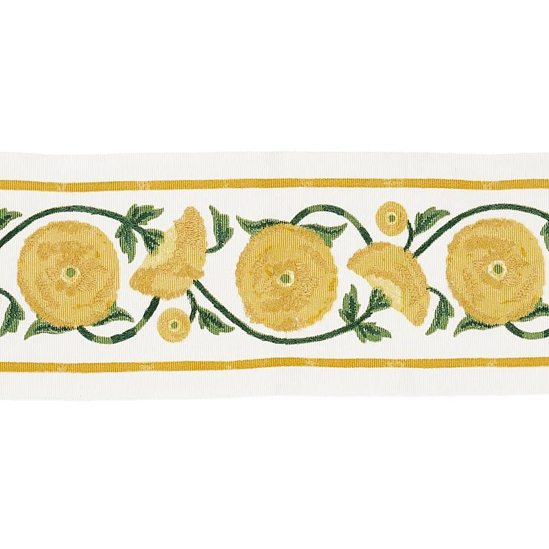Saranda Flower Embroidery Tape Marigold 80391 by Schumacher Designer Trim Perennial Favorites - Swanky Fabrics -