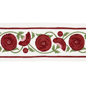 Schumacher Trim Saranda Flower Embroidery Tape Cardinal 80390