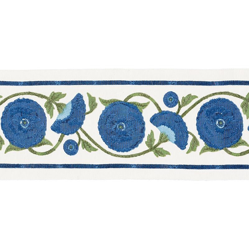 Saranda Flower Embroidery Tape Royal 80392 by Schumacher Designer Trim Perennial Favorites - Swanky Fabrics -
