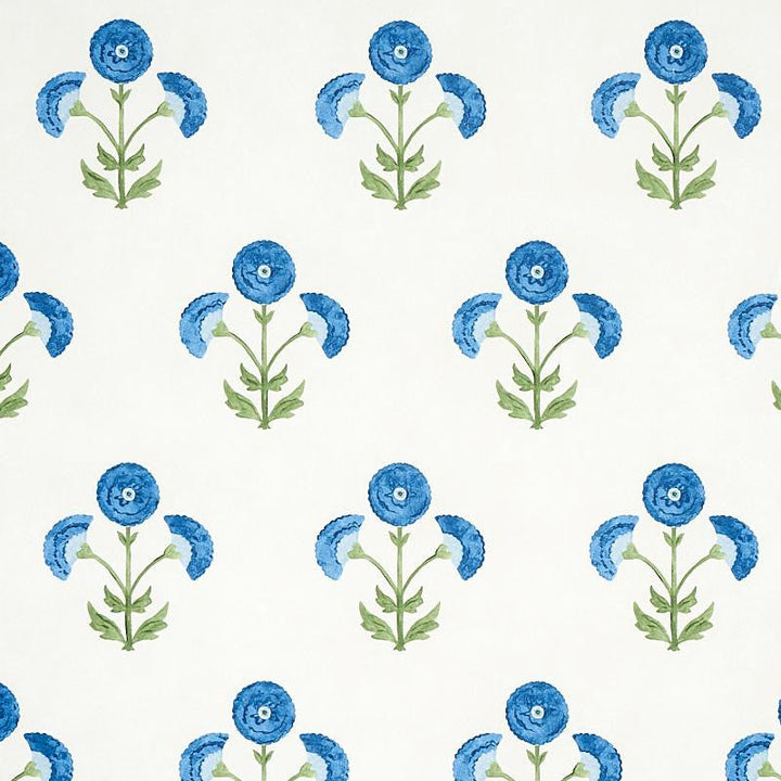 Saranda Flower Royal 5012412 by Schumacher Designer Wallpaper Perennial Favorites 27.0" - Swanky Fabrics -